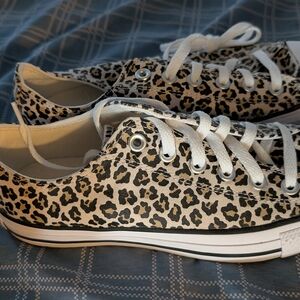 Converse Leopard Print Sneakers in Beige and Brown